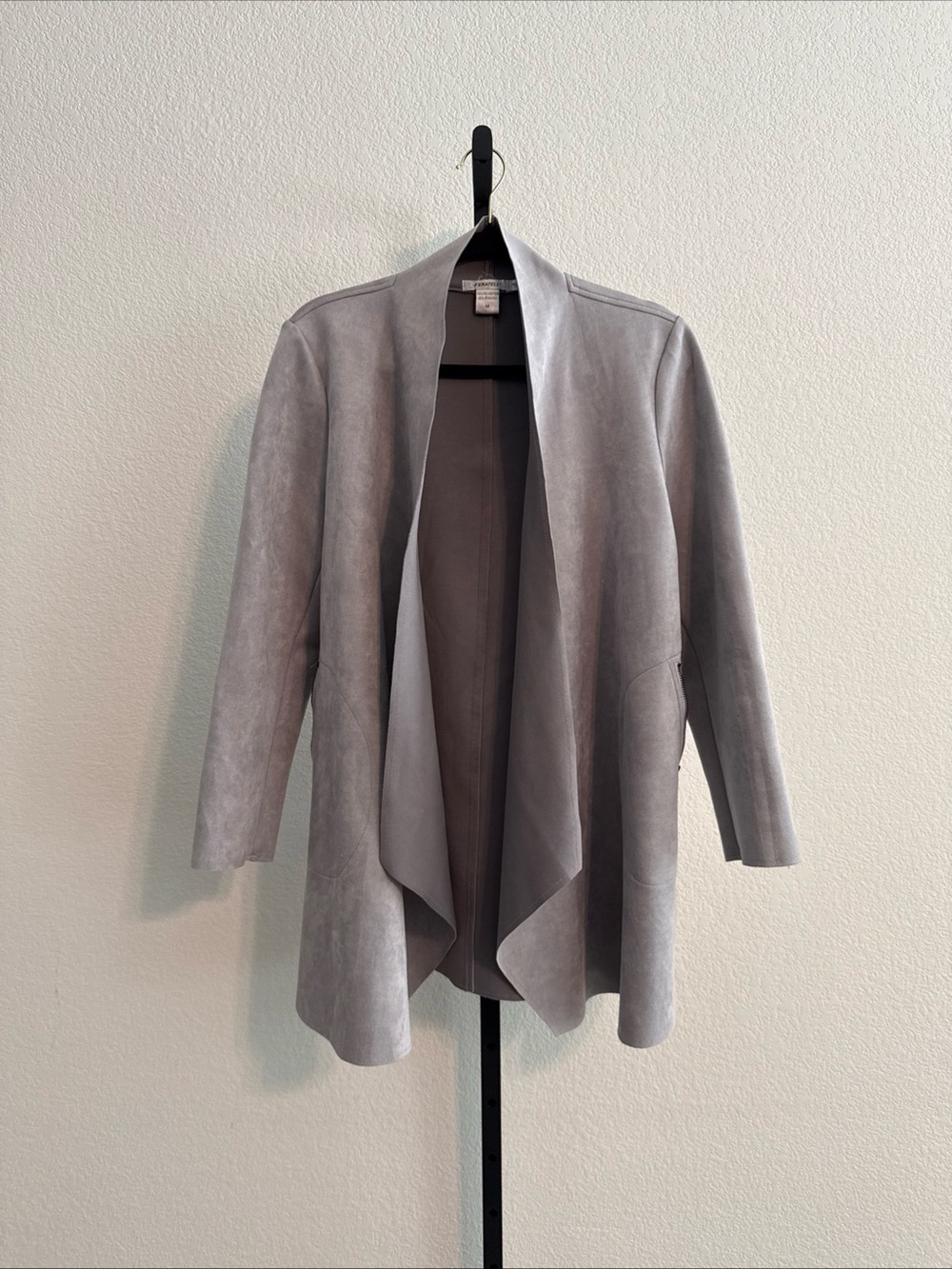 Feratelli Asymetrical Blouse/Jacket Suede-Like Open Front - MED